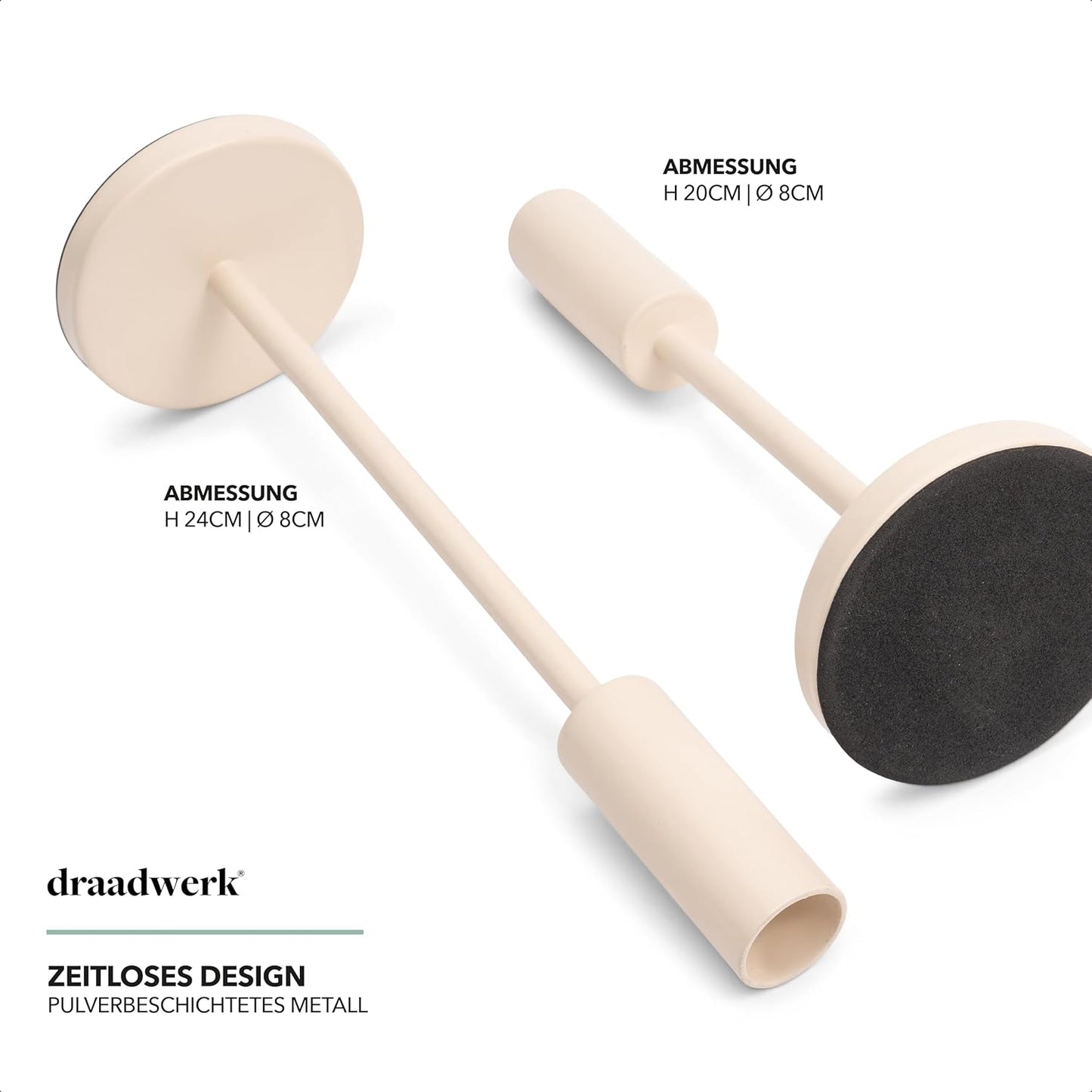 Kerzenhalter 2er Set | Für Stabkerzen und Spitzkerzen (Creme)