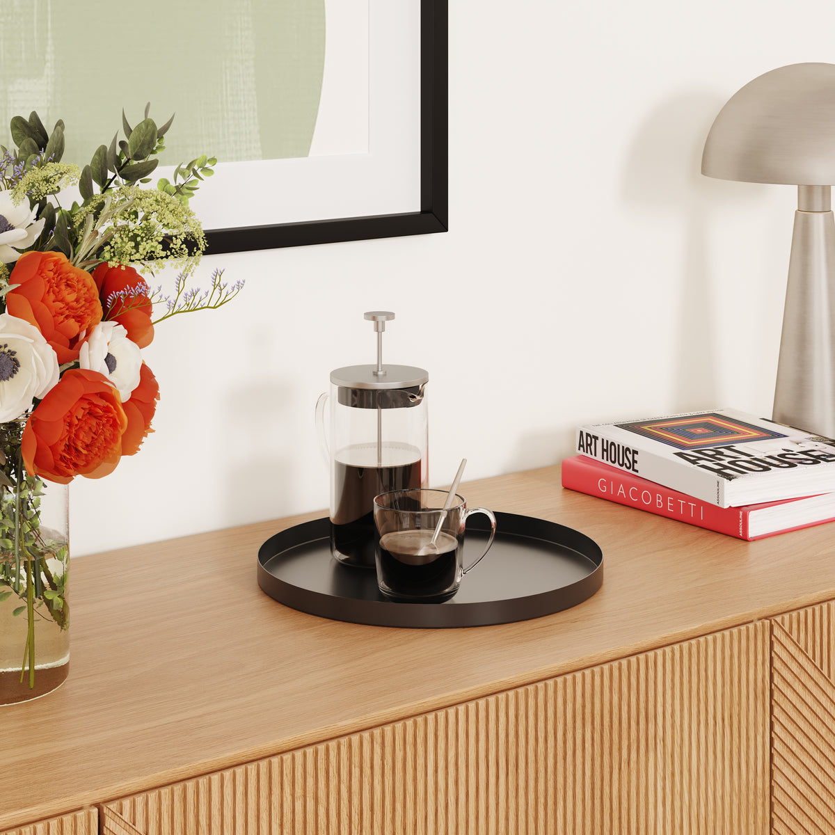 Deko Tablett | 30cm Durchmesser | Metall (Schwarz)