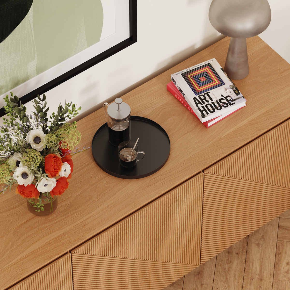 Deko Tablett | 30cm Durchmesser | Metall (Schwarz)