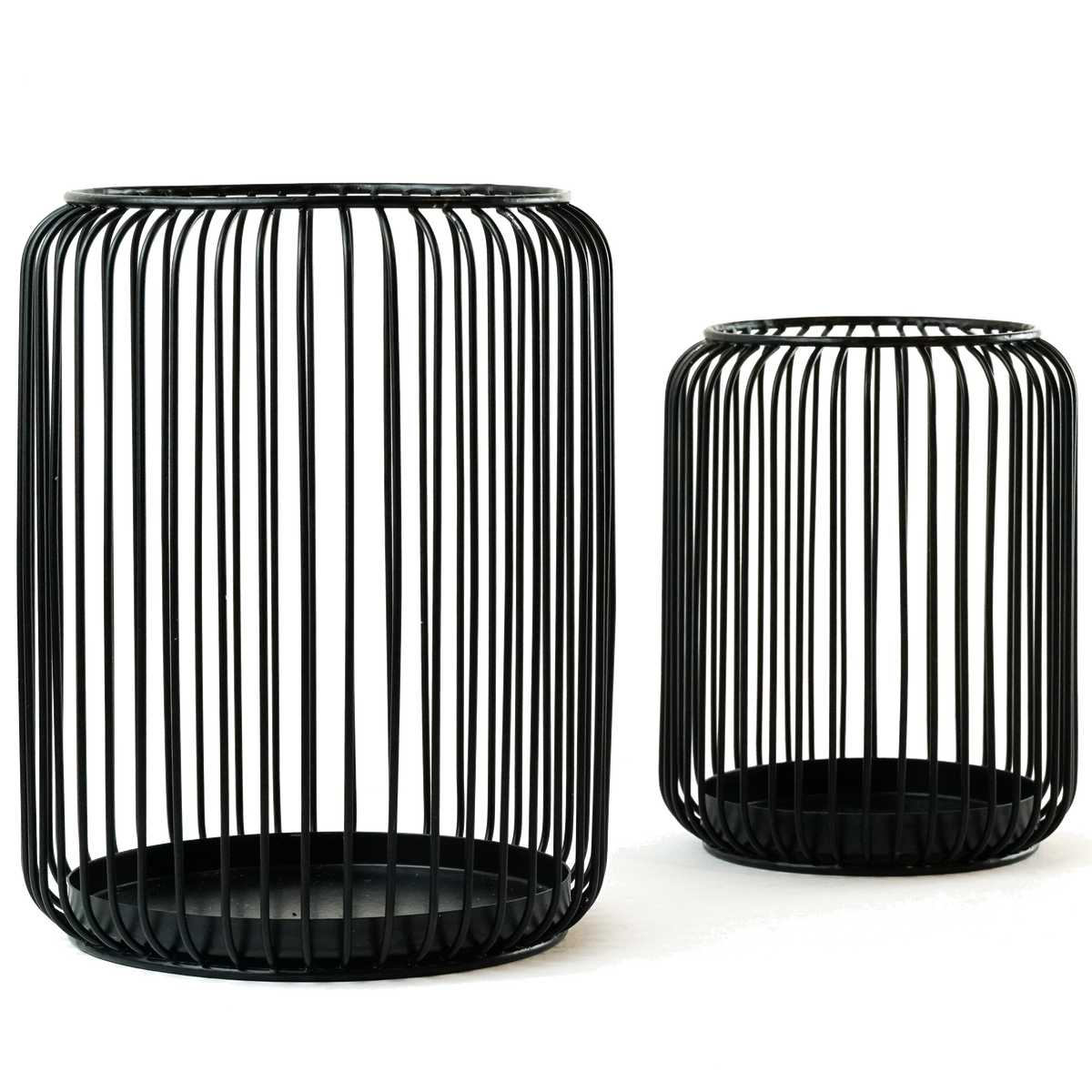 Windlicht 2er Set | Kerzenständer Metall Schwarz