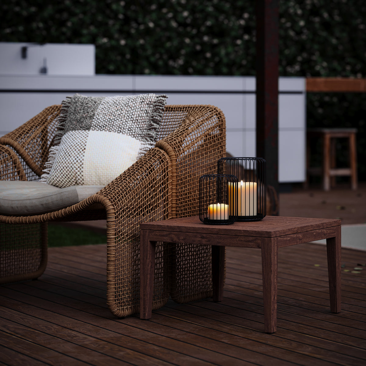 Windlicht 2er Set | Kerzenständer Metall Schwarz