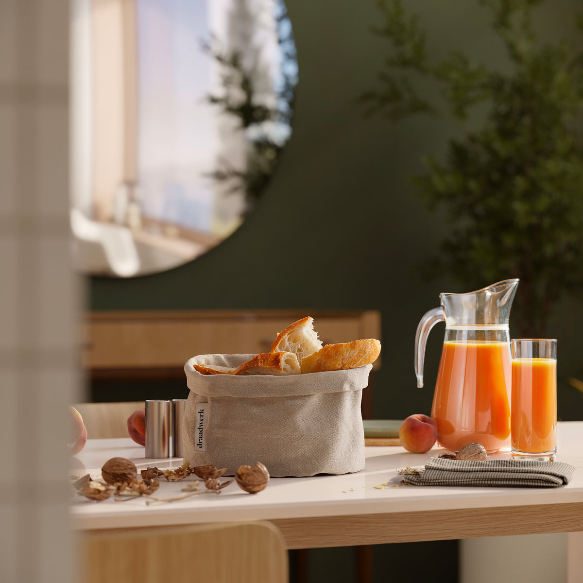 Brotkorb Stoff | Brötchenkorb | Aufbewahrungskorb Nature/Beige