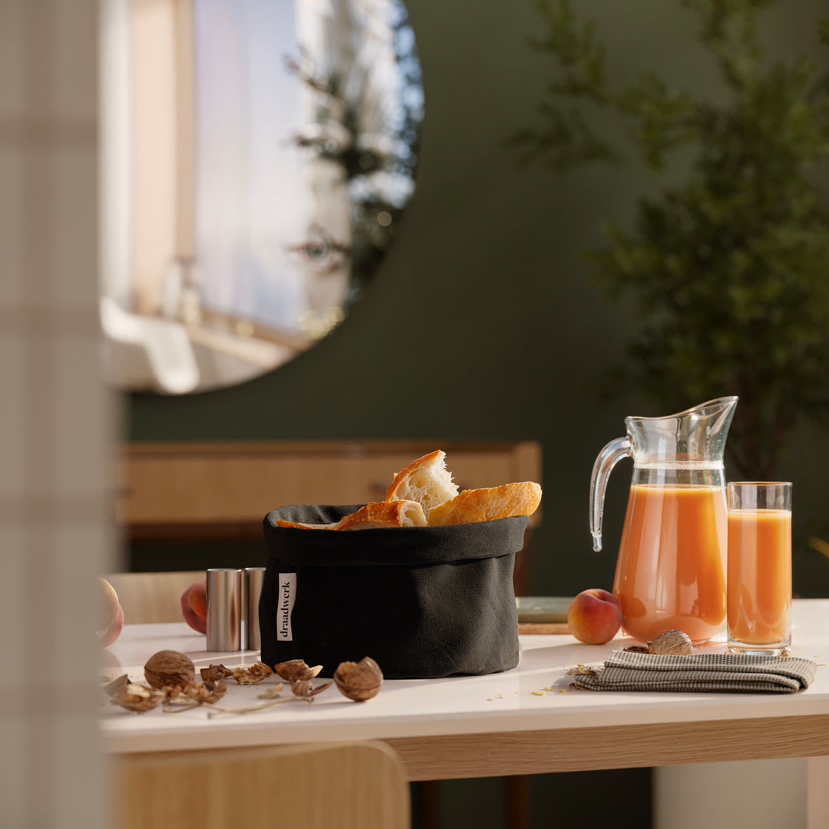 Brotkorb Stoff | Brötchenkorb | Aufbewahrungskorb Schwarz