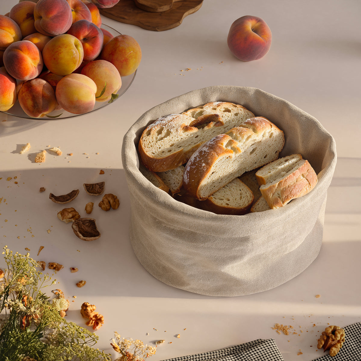 Brotkorb Stoff | Brötchenkorb | Aufbewahrungskorb Nature/Beige