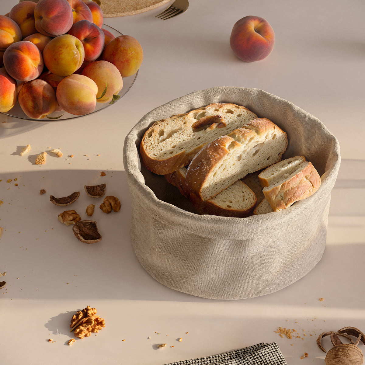 Brotkorb Stoff | Brötchenkorb | Aufbewahrungskorb Nature/Beige