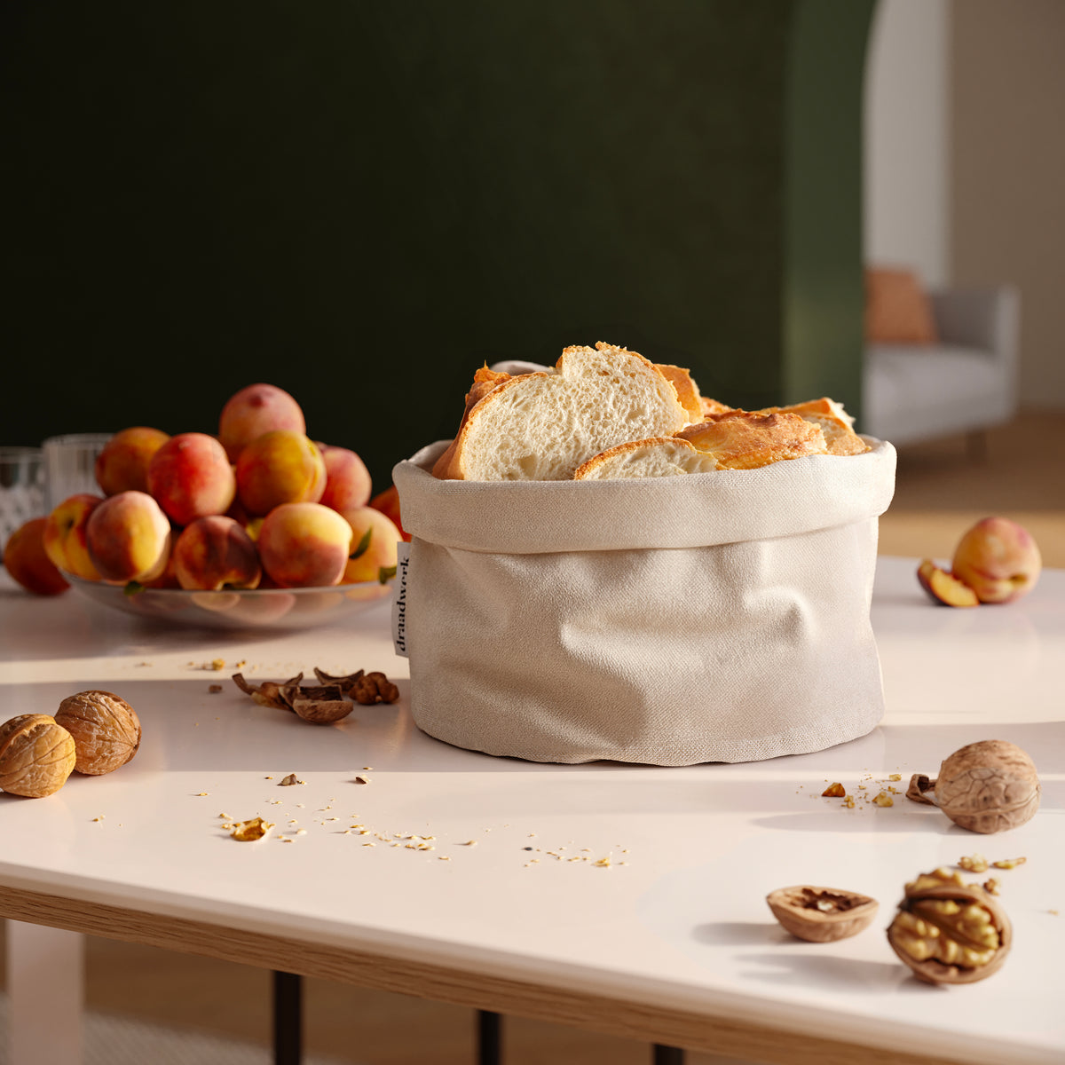 Brotkorb Stoff | Brötchenkorb | Aufbewahrungskorb Nature/Beige