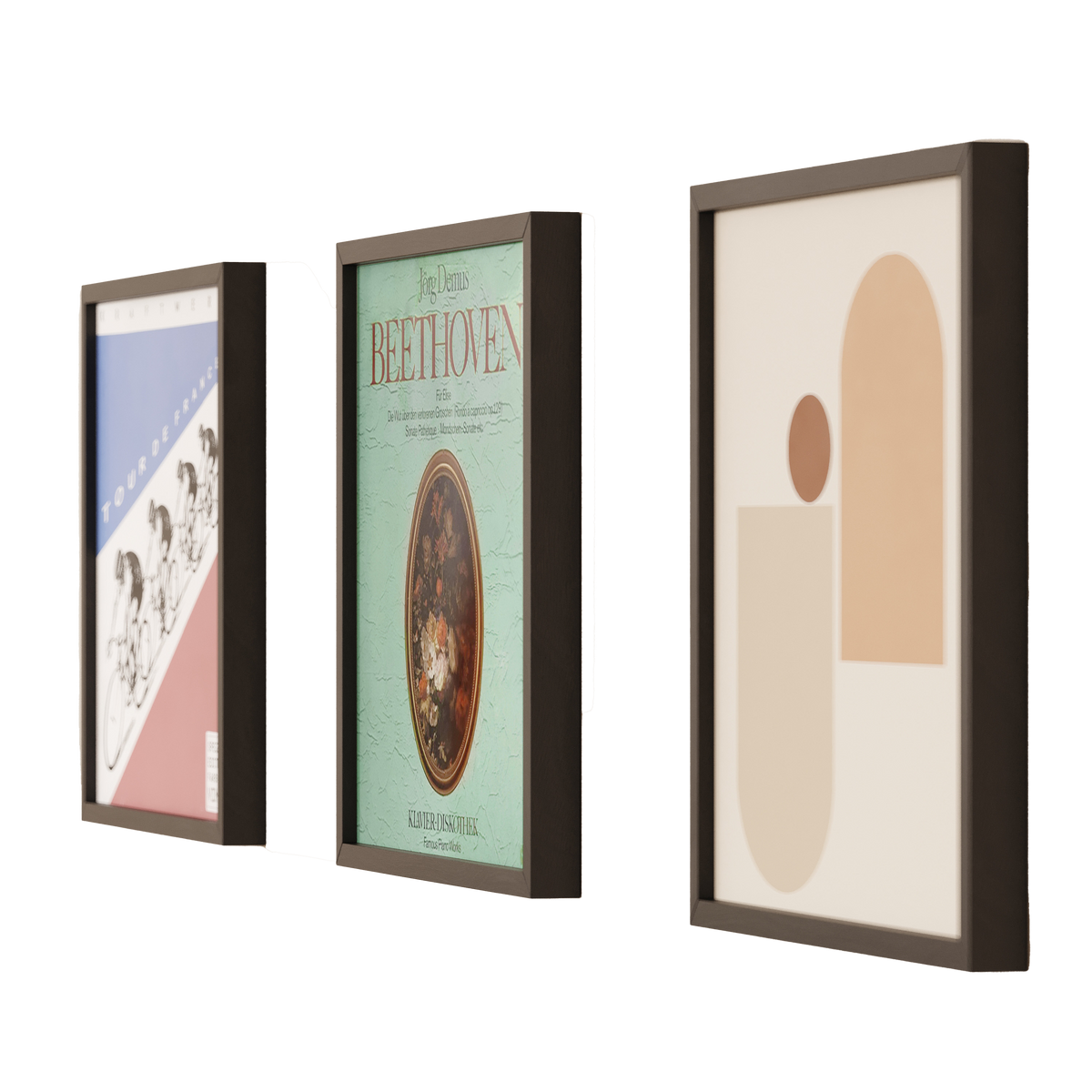 Schallplatten Rahmen Wand 3er-Set | Schallplattenrahmen aus Holz | Vinyl Rahmen Schwarz