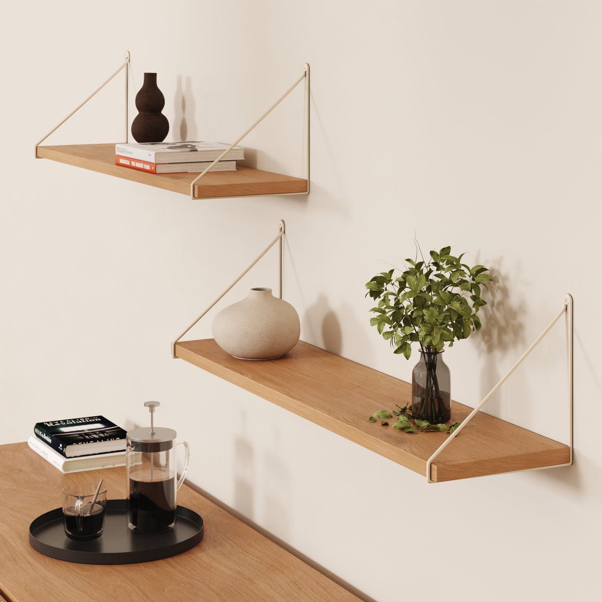 Regalhalterungen | 2er Set Regalträger Draht Creme